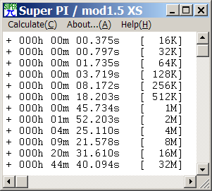 Pentium-M 730 1.6GHz Super Pi results